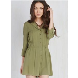 ModCloth Olive Green Field with Joy Romper